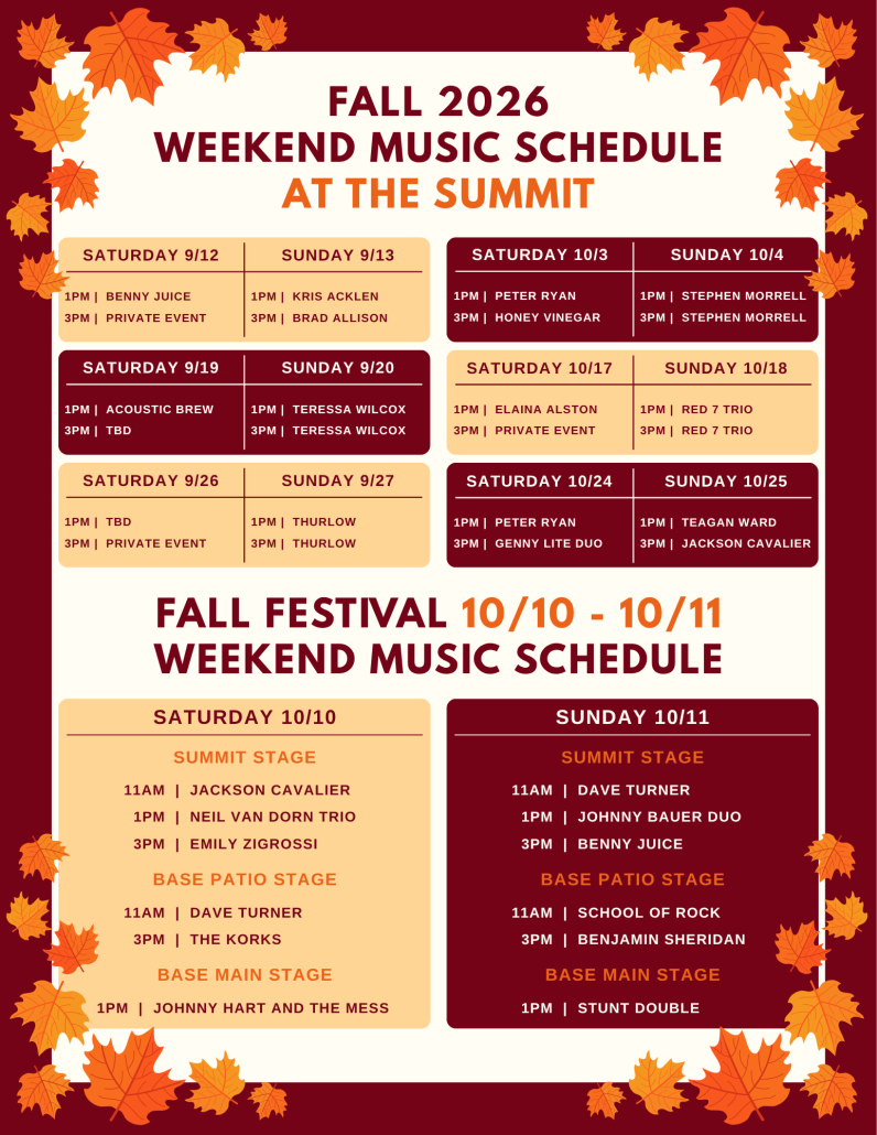 2026 Fall Music Schedule